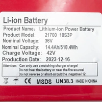 Batería 36V 14.4Ah Litio Scooter